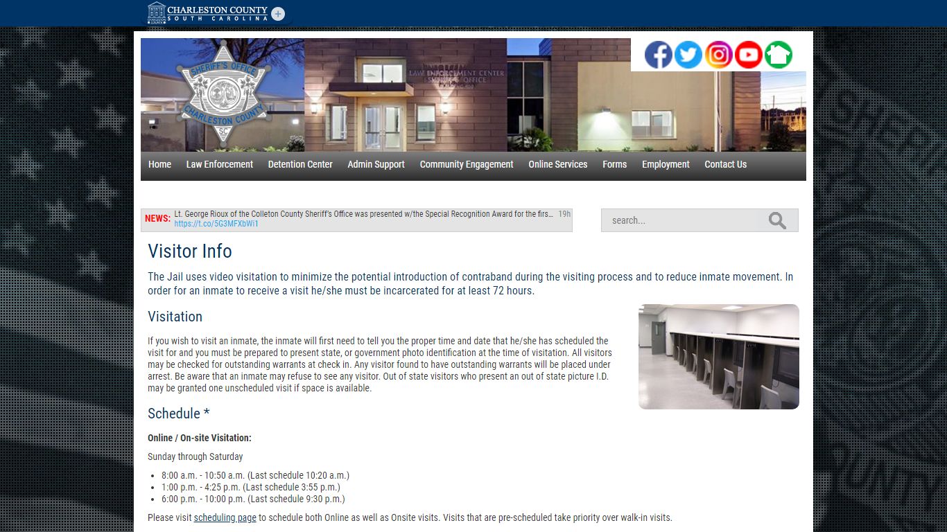 Sheriff Al Cannon Detention Center Visitor Info - Charleston County